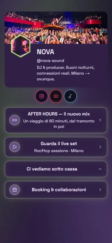 Esempio di profilo Linker per musica